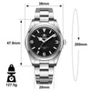 Addiesdive Automatic Watch Explore Watch AD2112  Demension